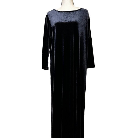 Rouge Black Velvet Maxi Dress Whimsygoth Witchy 3/4 Sleeve Gothic Size Medium - Picture 1 of 11